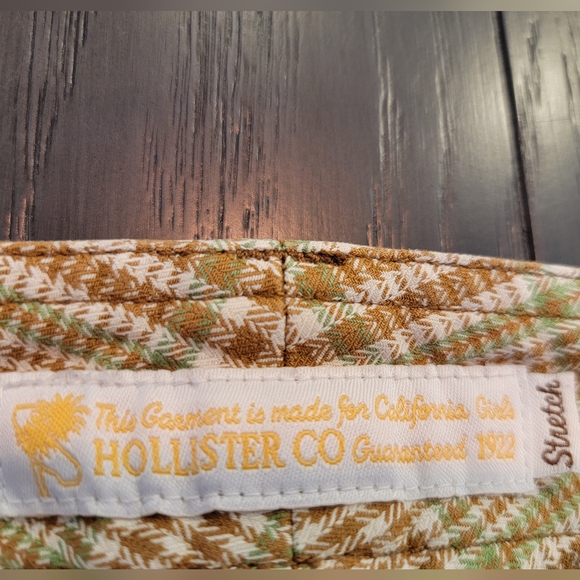 HOLLISTER Wide Leg Stretch Plaid Pants Cuffed Hem SZ 3 - Picture 9 of 13